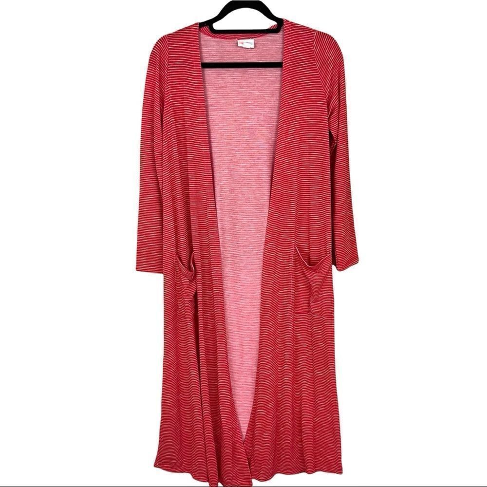 Lularoe Sarah Cardigan / Duster Red & White - Size XS